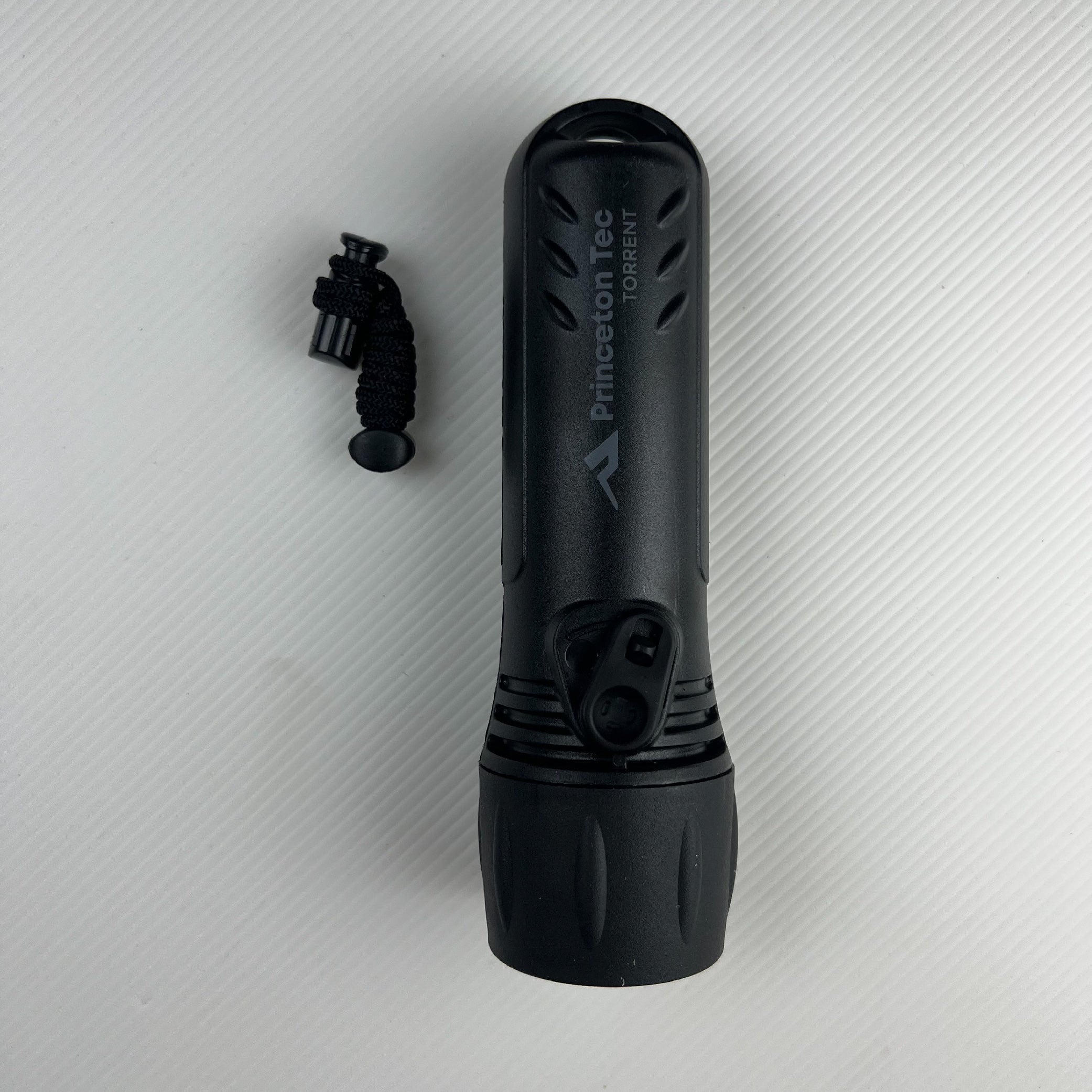 Princeton Tec Torrent Tactical Flashlight Top View with Wrist Lanyard - 500 Lumen Waterproof Torch