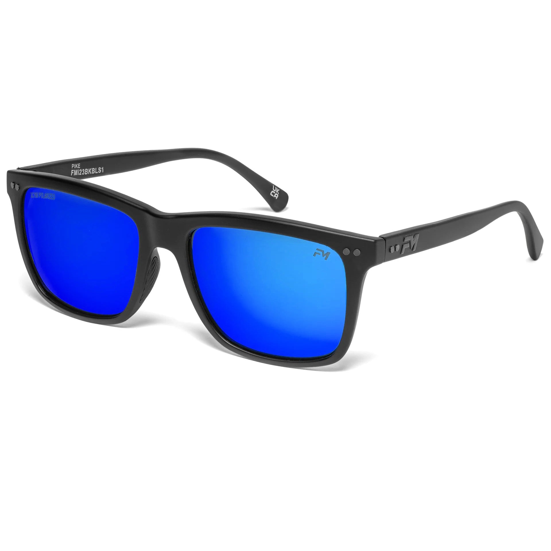 Fast Metal Pike Sunglasses - Arctic Blue Mirror polarized lens with Black Nylon frame, high-quality sporty sunglasses FM brand