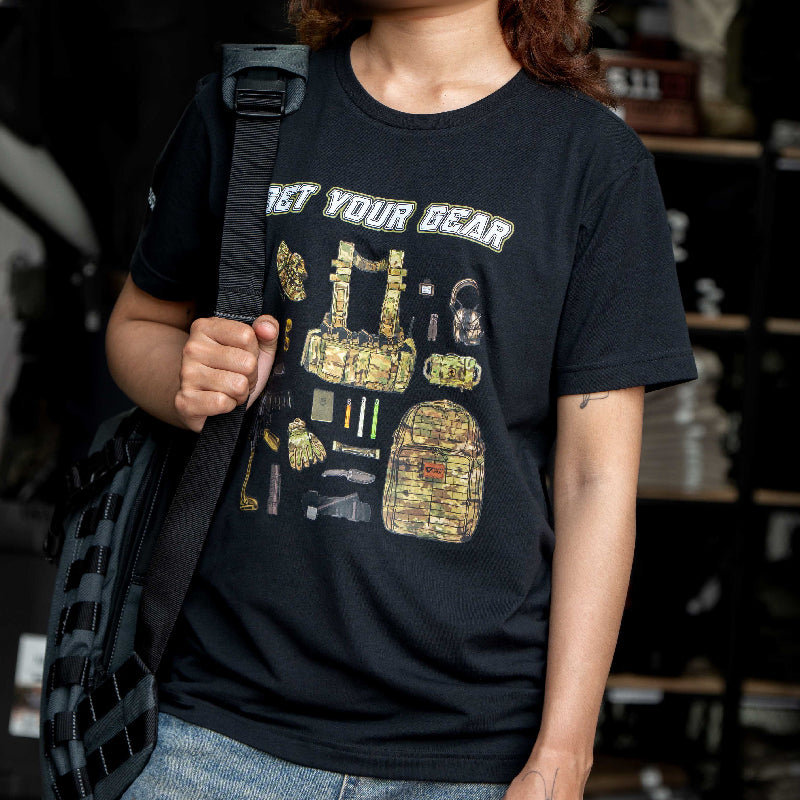 เสื้อยืดสกรีนลาย VALOR PX - Get your gear T-Shirt 2024 เสื้อใส่เที่ยว ลายกราฟฟิค