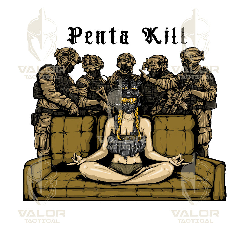 เสื้อยืดสกรีนลาย VALOR PX - Penta Kill T-Shirt 2024 เสื้อใส่เที่ยว ลายกราฟฟิค