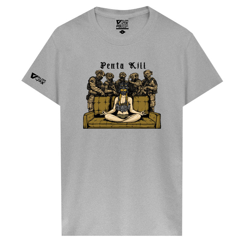 เสื้อยืดสกรีนลาย VALOR PX - Penta Kill T-Shirt 2024 เสื้อใส่เที่ยว ลายกราฟฟิค