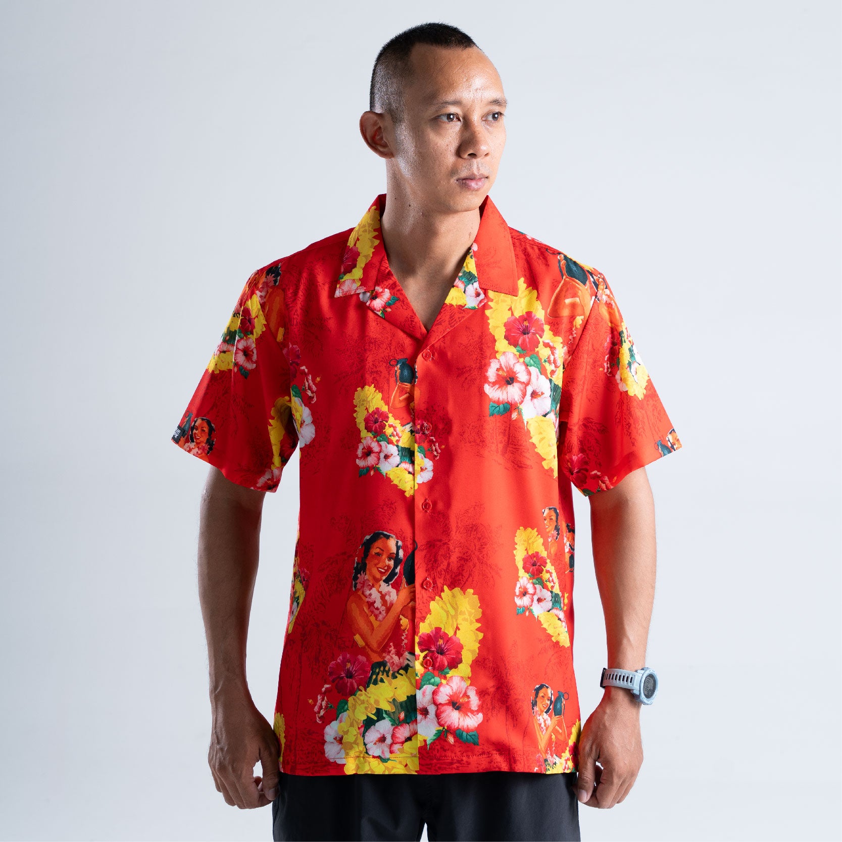 เสื้อโปโล VALOR PX - Girl Bomb Hawaii Shirts เสื้อใส่เที่ยว ลายเชิ้ตลายกราฟฟิค