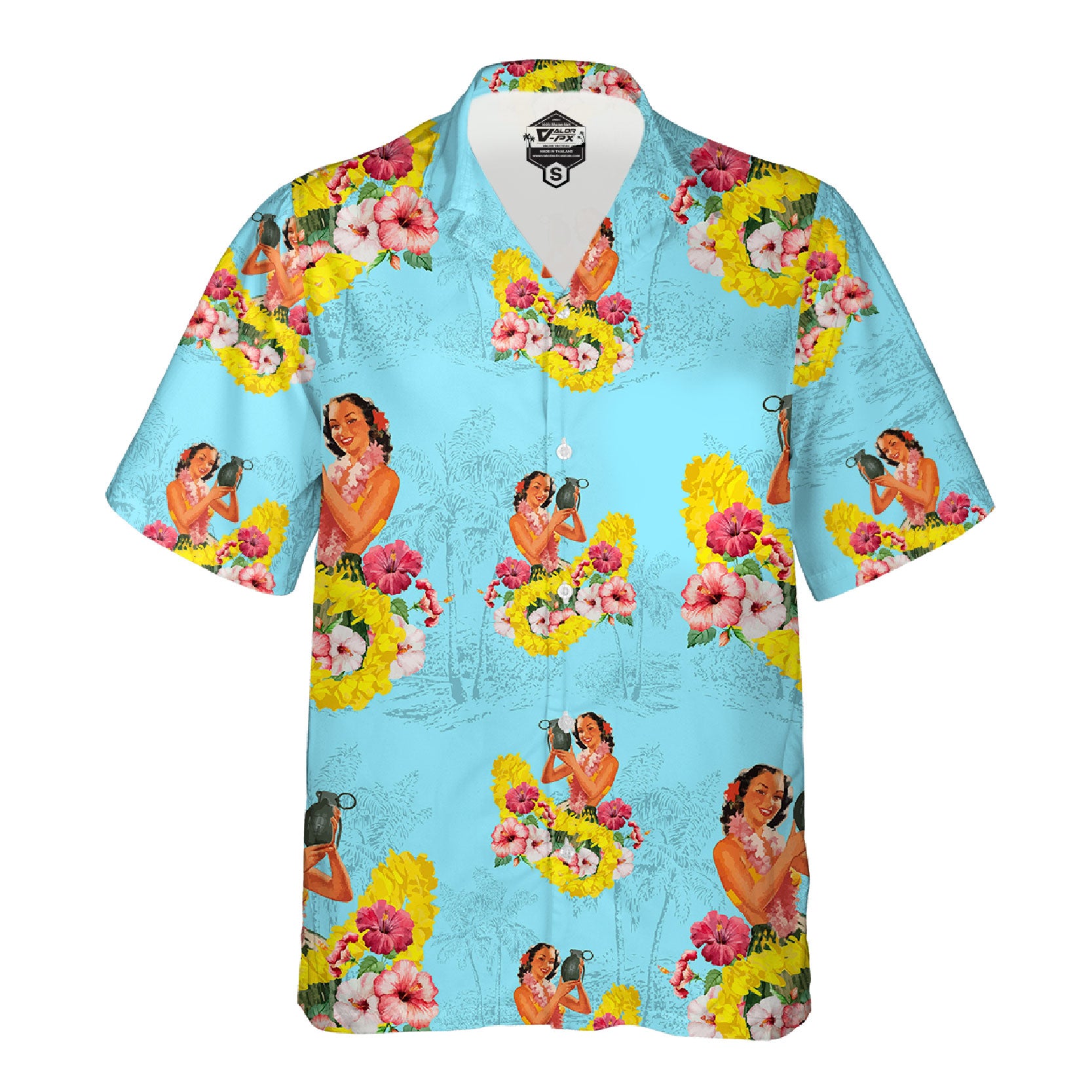 เสื้อโปโล VALOR PX - Girl Bomb Hawaii Shirts เสื้อใส่เที่ยว ลายเชิ้ตลายกราฟฟิค
