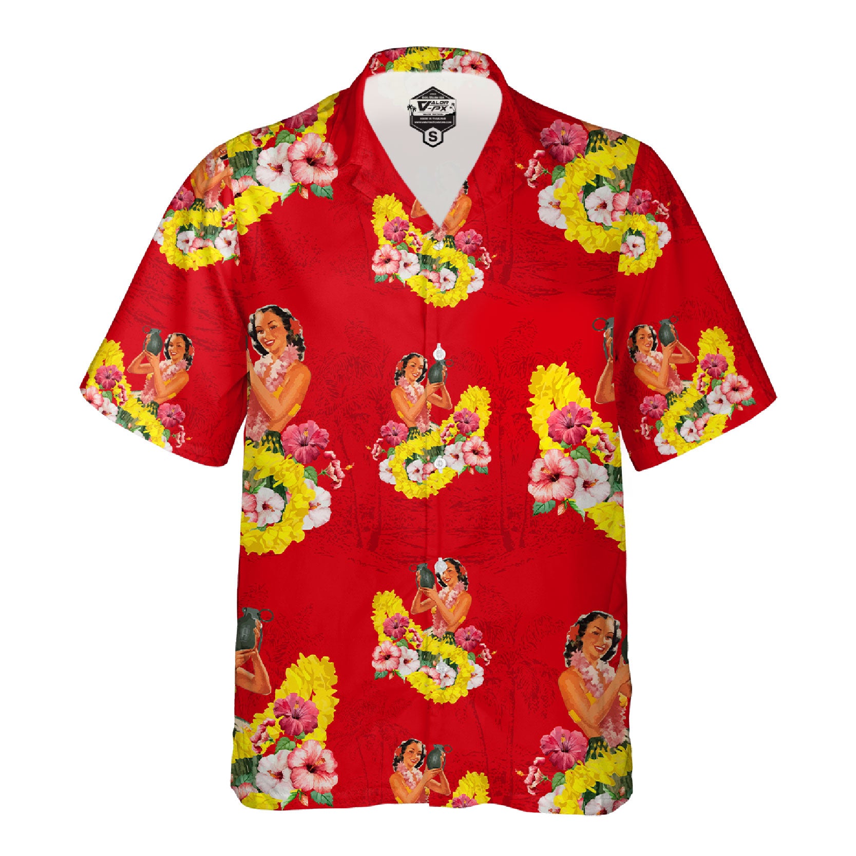 เสื้อโปโล VALOR PX - Girl Bomb Hawaii Shirts เสื้อใส่เที่ยว ลายเชิ้ตลายกราฟฟิค