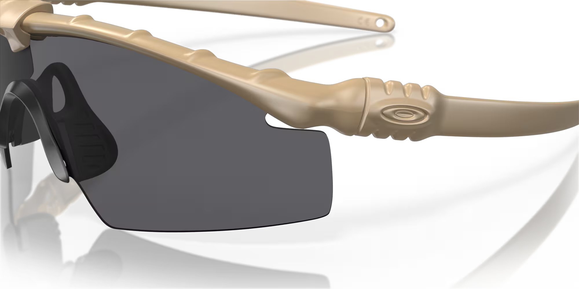 OAKLEY SI - SI Ballistic M Frame 3.0 Strike แว่นตากันสะเก็ดขาแว่นตาสีทอง มุมมองเห็นขาแว่นตาชัดเจน