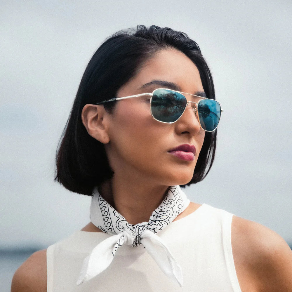 แว่นตา Randolph รุ่นดัง Aviator 23k White Gold & Cobalt ใช้งานได้ทั้งผู้ชายและ ผู้หญิง