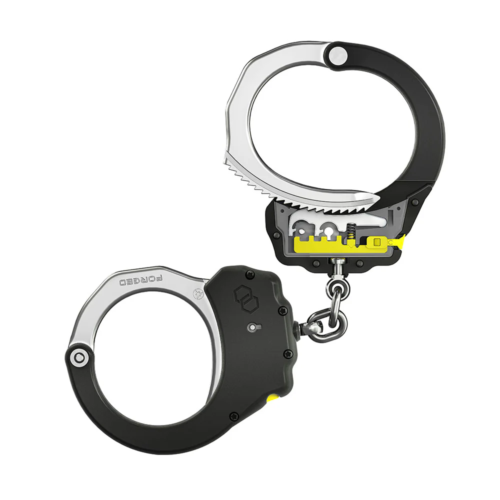 ASP Chain Ultra PLUS Handcuffs (Steel) - Black, 1 Pawl (Yellow Tactical)