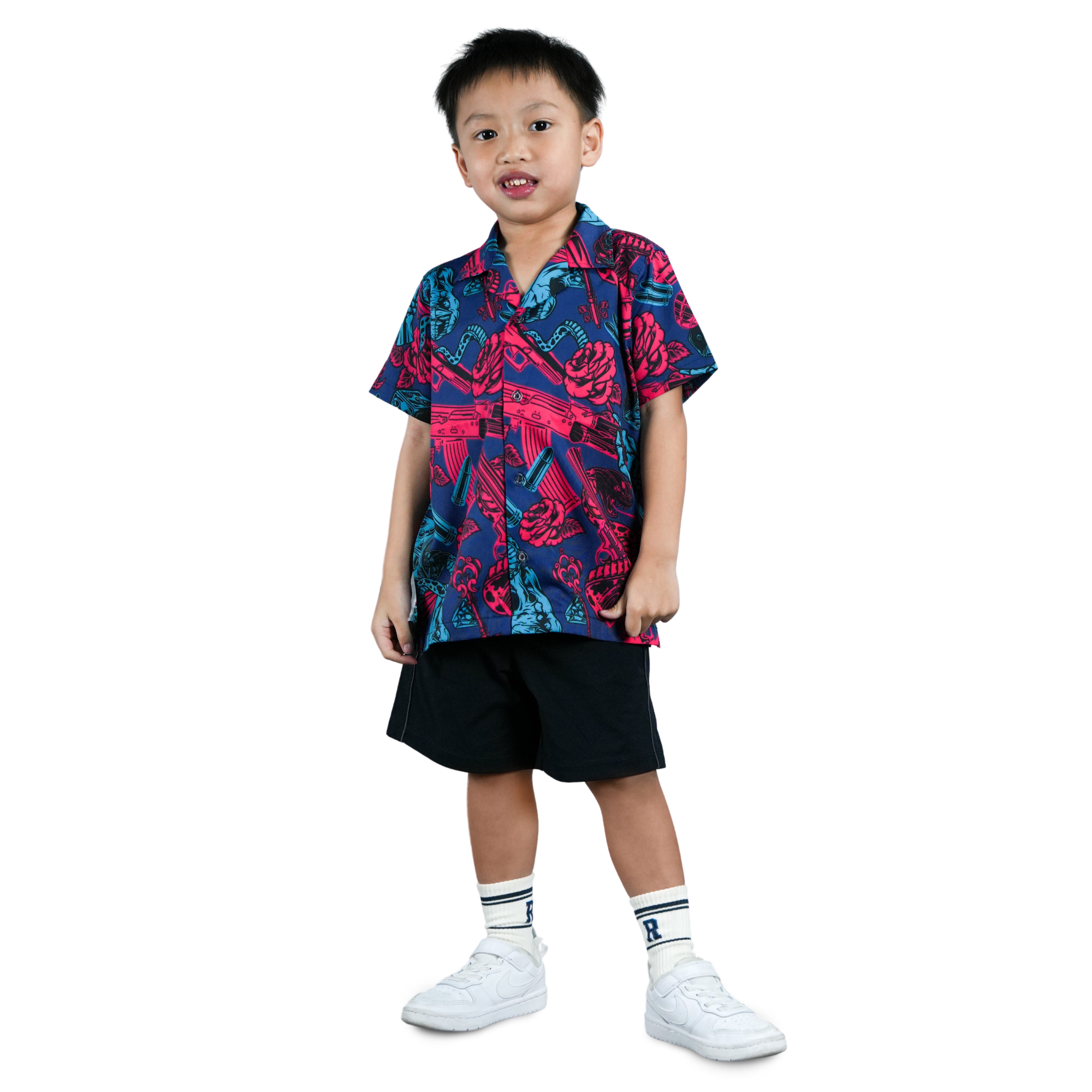 เสื้อฮาวาย VALOR PX - Venom Royal Kids' Hawaii Shirt เสื้อใส่เที่ยว สำหรับเด็ก