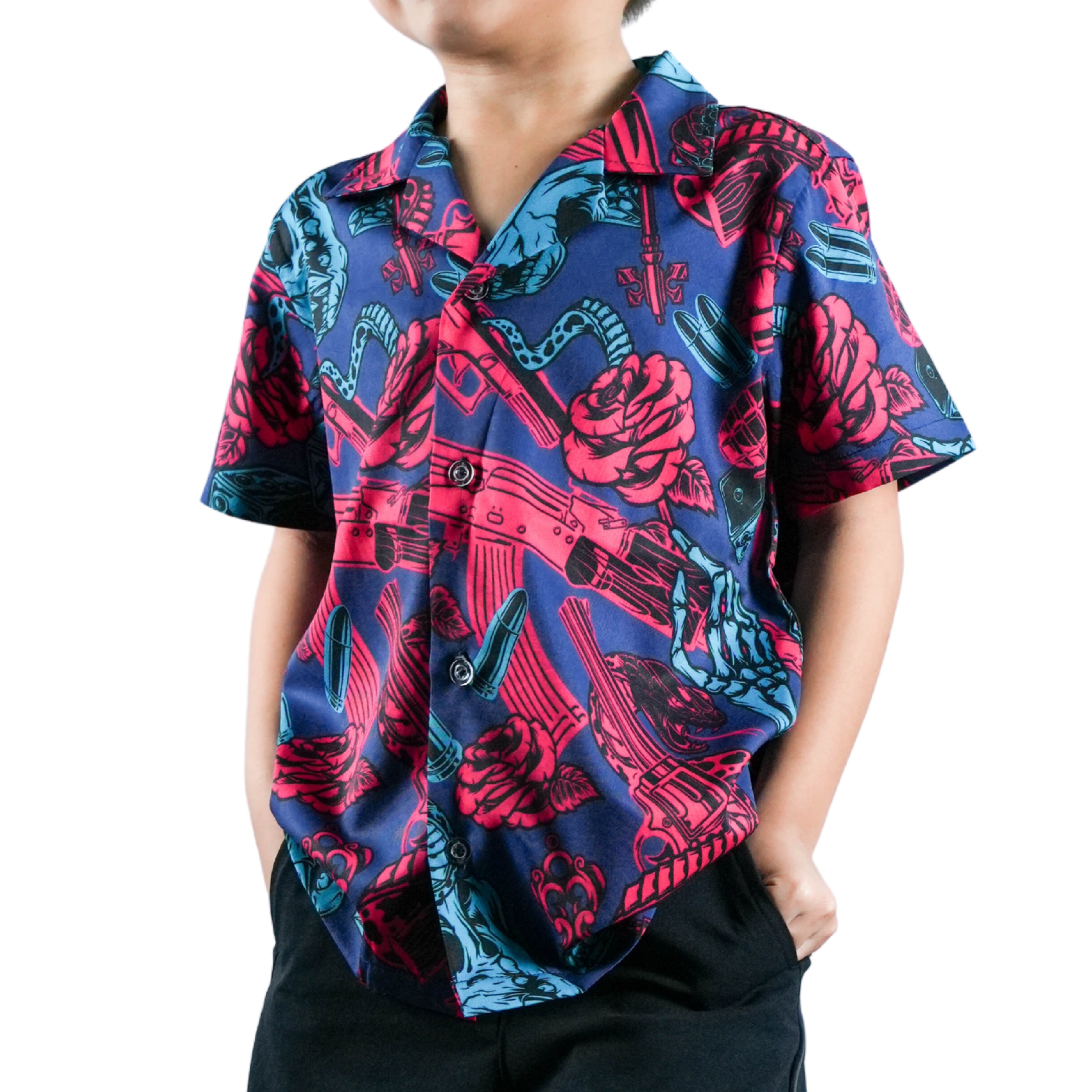 เสื้อฮาวาย VALOR PX - Venom Royal Kids' Hawaii Shirt เสื้อใส่เที่ยว สำหรับเด็ก