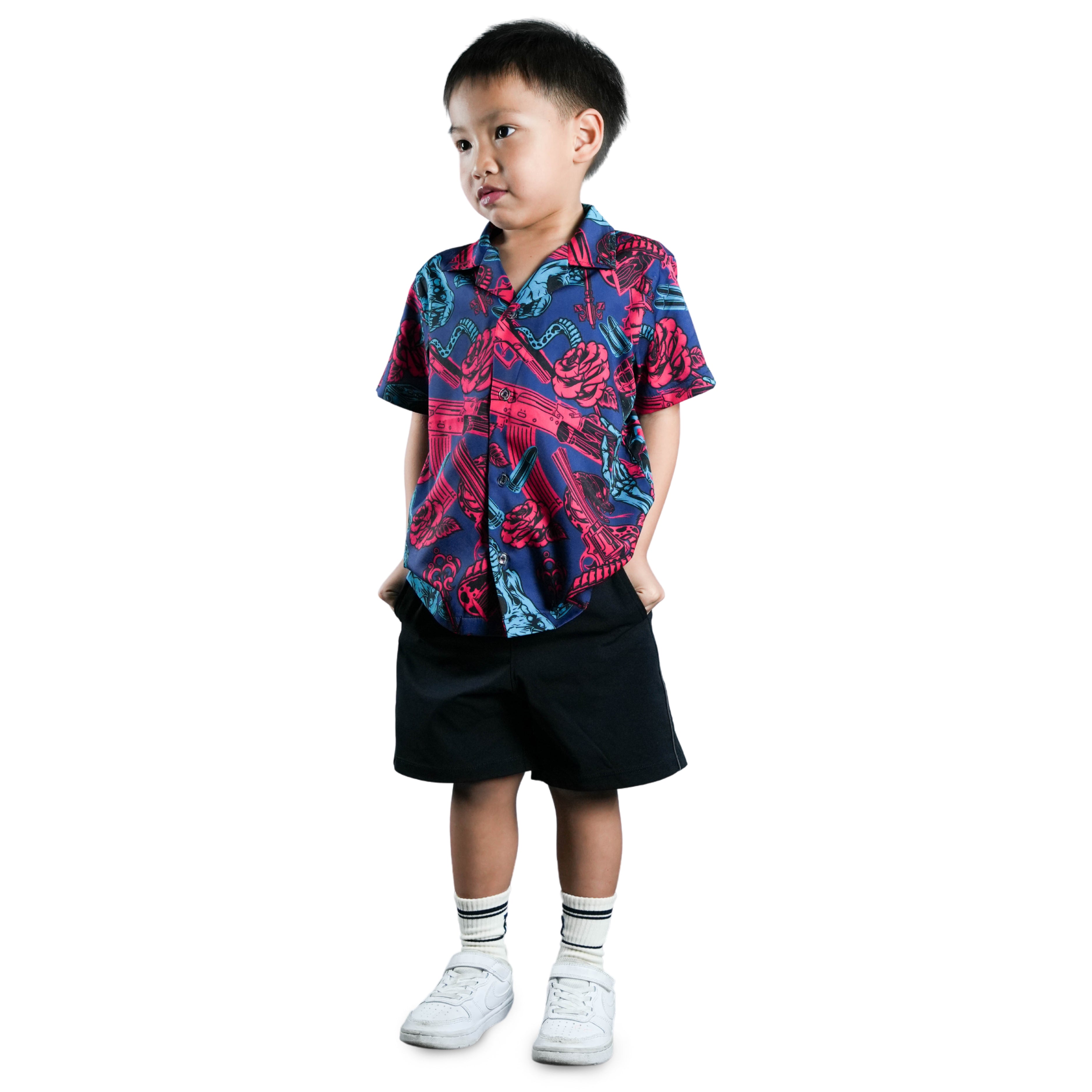 เสื้อฮาวาย VALOR PX - Venom Royal Kids' Hawaii Shirt เสื้อใส่เที่ยว สำหรับเด็ก