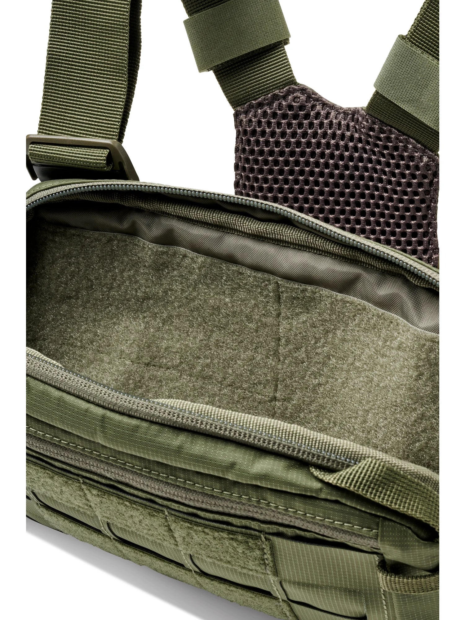 กระเป๋า 5.11 - Skyweight Survival Chest Pack สีเขียว มุมมองด้านใน มีตีนตุ๊กแก