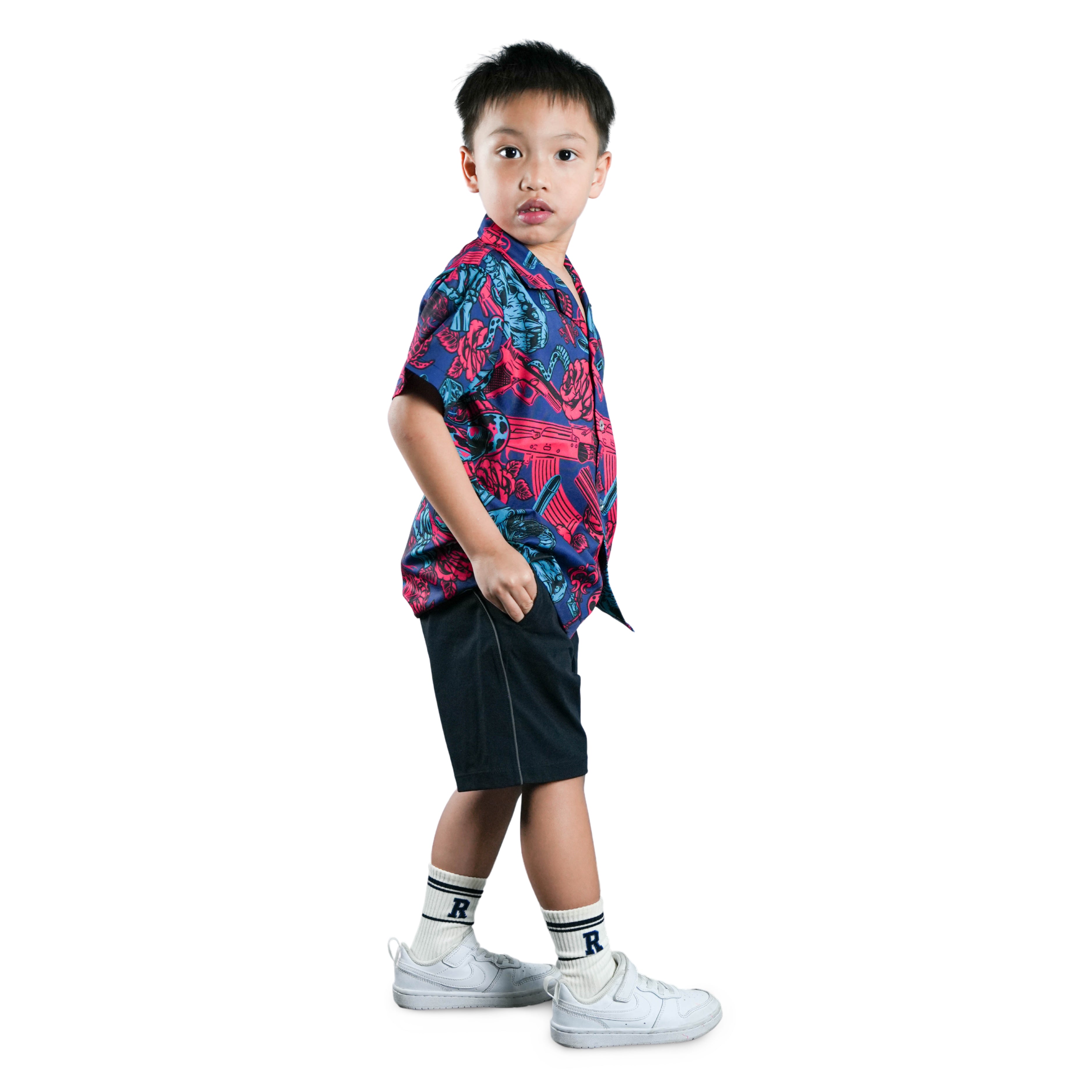 เสื้อฮาวาย VALOR PX - Venom Royal Kids' Hawaii Shirt เสื้อใส่เที่ยว สำหรับเด็ก