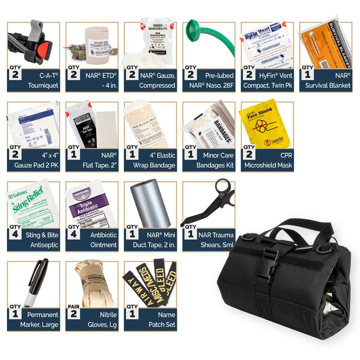 North American Rescue - Mini Trauma Sheet Kit - Black