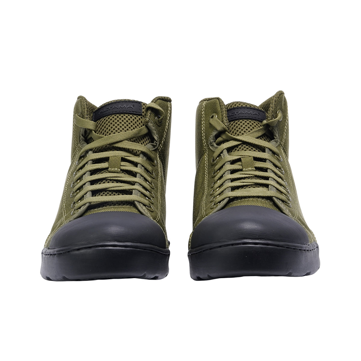 รองเท้า Altama Maritime Mid สี Olive Drab คู่มองด้านหน้า รองเท้าผ้าใบสีเขียว หัวรองเท้ายางดำ Amphibious VALOR Tactical Thailand