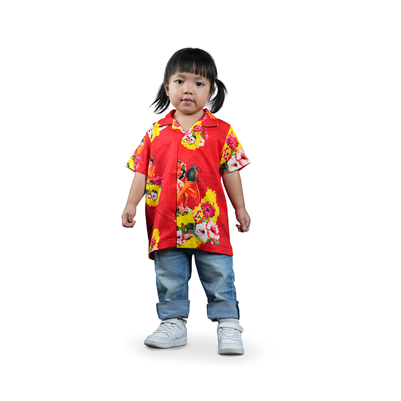 เสื้อฮาวาย VALOR PX - Girl Bomb Kids' Hawaii Shirts เสื้อใส่เที่ยว สำหรับเด็ก