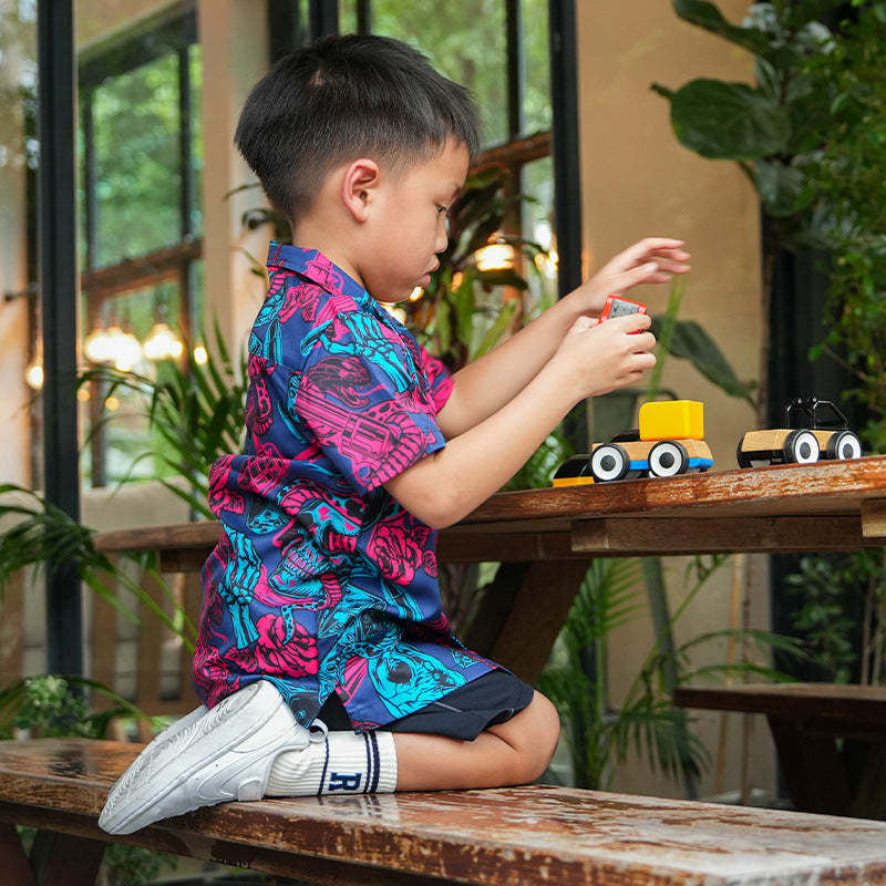 เสื้อฮาวาย VALOR PX - Venom Royal Kids' Hawaii Shirt เสื้อใส่เที่ยว สำหรับเด็ก