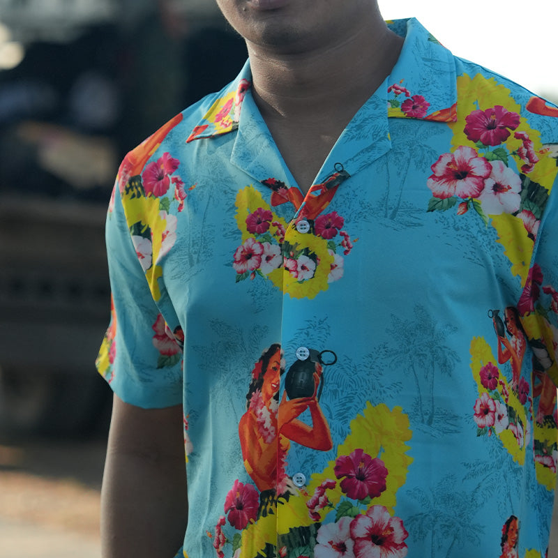 เสื้อโปโล VALOR PX - Girl Bomb Hawaii Shirts เสื้อใส่เที่ยว ลายเชิ้ตลายกราฟฟิค