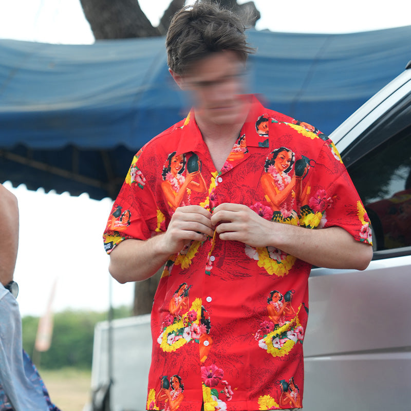 เสื้อโปโล VALOR PX - Girl Bomb Hawaii Shirts เสื้อใส่เที่ยว ลายเชิ้ตลายกราฟฟิค