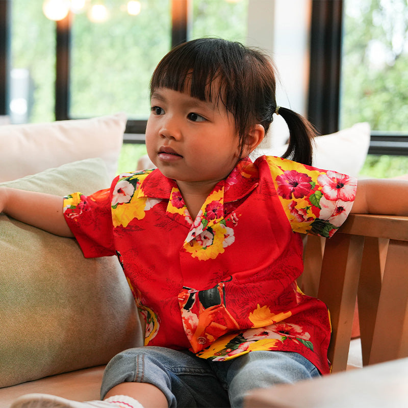 เสื้อฮาวาย VALOR PX - Girl Bomb Kids' Hawaii Shirts เสื้อใส่เที่ยว สำหรับเด็ก