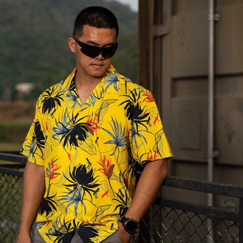 เสื้อฮาวาย VALOR PX - Gun Flower Hawaii Shirts เสื้อใส่เที่ยว ฮาวายเชิ้ต