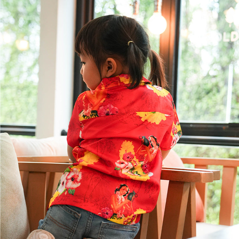 เสื้อฮาวาย VALOR PX - Girl Bomb Kids' Hawaii Shirts เสื้อใส่เที่ยว สำหรับเด็ก