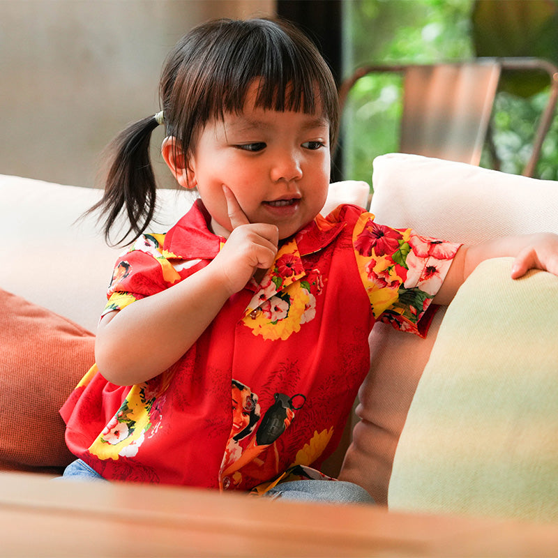 เสื้อฮาวาย VALOR PX - Girl Bomb Kids' Hawaii Shirts เสื้อใส่เที่ยว สำหรับเด็ก