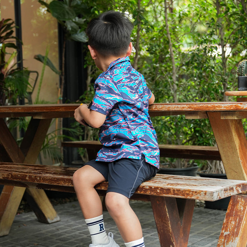 เสื้อฮาวาย VALOR PX - It's Time Kids' Hawaii Shirt เสื้อใส่เที่ยว สำหรับเด็ก
