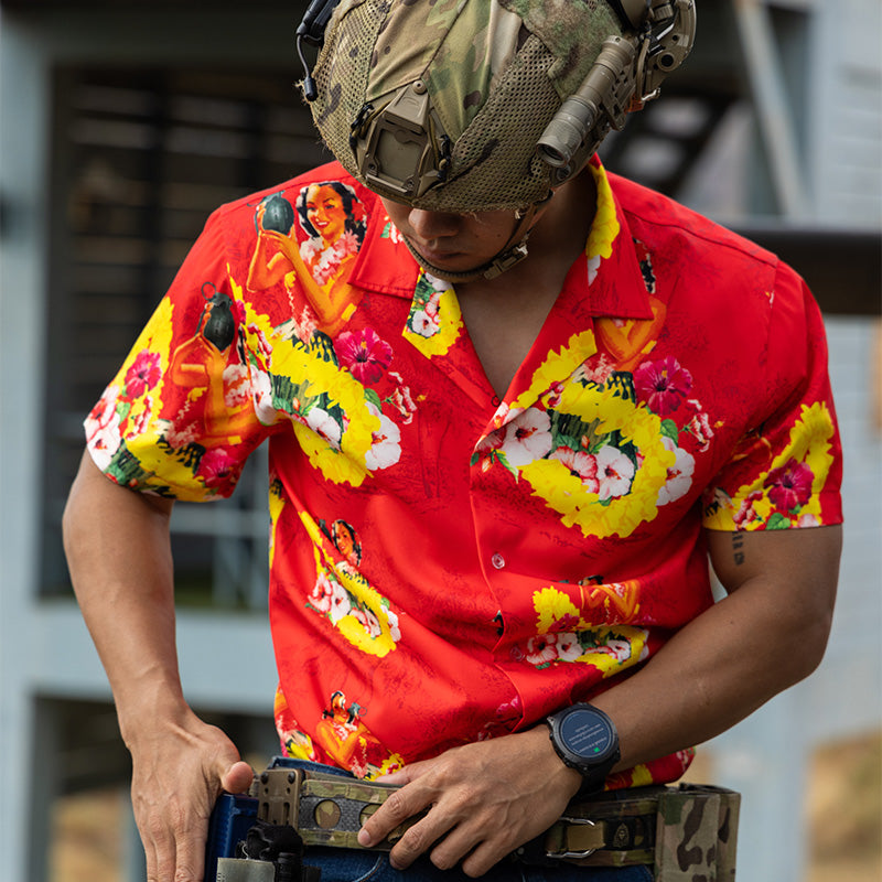 เสื้อโปโล VALOR PX - Girl Bomb Hawaii Shirts เสื้อใส่เที่ยว ลายเชิ้ตลายกราฟฟิค