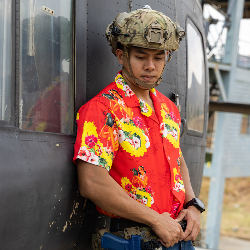 เสื้อโปโล VALOR PX - Girl Bomb Hawaii Shirts เสื้อใส่เที่ยว ลายเชิ้ตลายกราฟฟิค