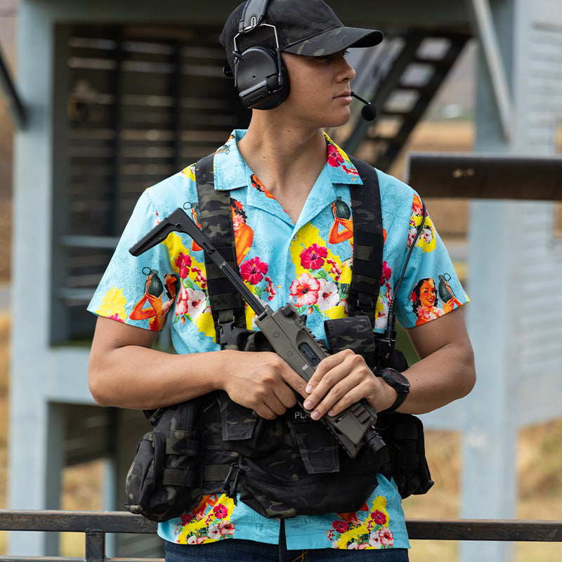 เสื้อโปโล VALOR PX - Girl Bomb Hawaii Shirts เสื้อใส่เที่ยว ลายเชิ้ตลายกราฟฟิค