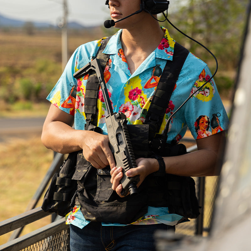 เสื้อโปโล VALOR PX - Girl Bomb Hawaii Shirts เสื้อใส่เที่ยว ลายเชิ้ตลายกราฟฟิค