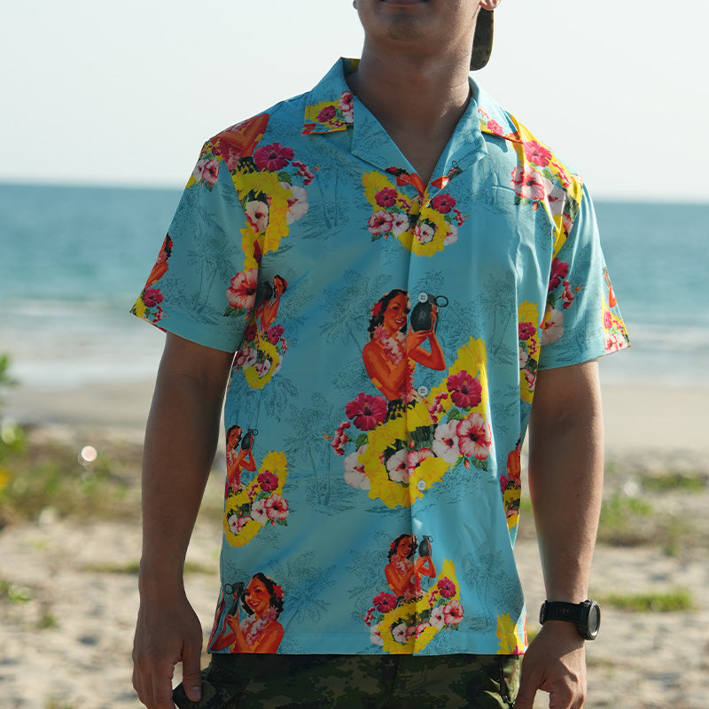 เสื้อโปโล VALOR PX - Girl Bomb Hawaii Shirts เสื้อใส่เที่ยว ลายเชิ้ตลายกราฟฟิค