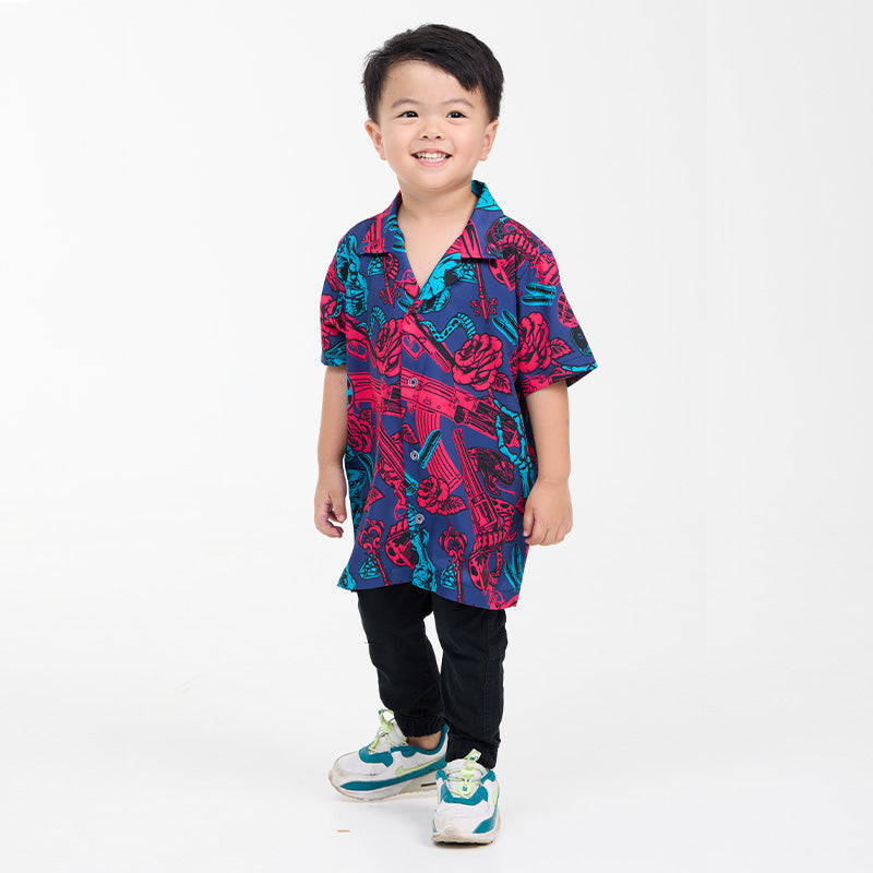เสื้อฮาวาย VALOR PX - Venom Royal Kids' Hawaii Shirt เสื้อใส่เที่ยว สำหรับเด็ก