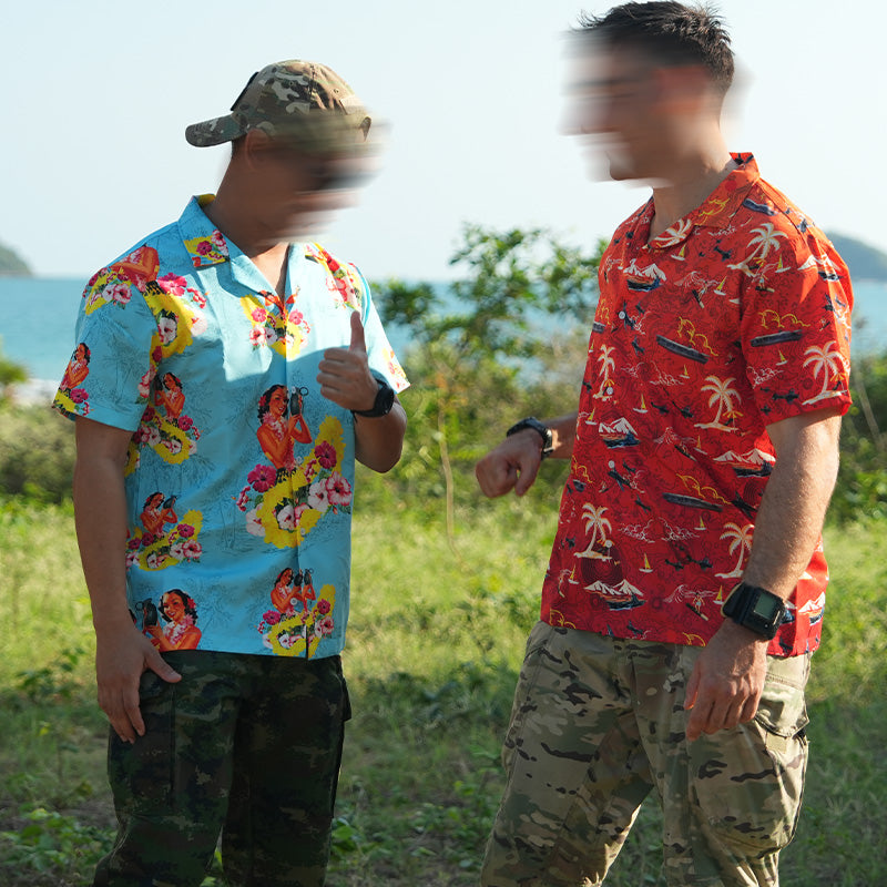 เสื้อโปโล VALOR PX - Girl Bomb Hawaii Shirts เสื้อใส่เที่ยว ลายเชิ้ตลายกราฟฟิค