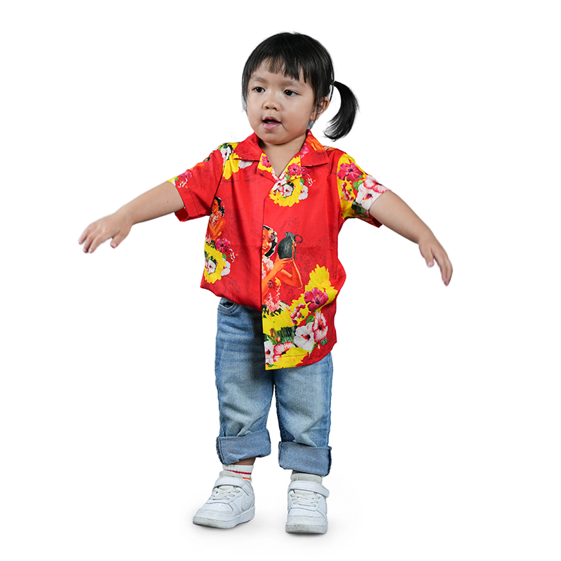 เสื้อฮาวาย VALOR PX - Girl Bomb Kids' Hawaii Shirts เสื้อใส่เที่ยว สำหรับเด็ก