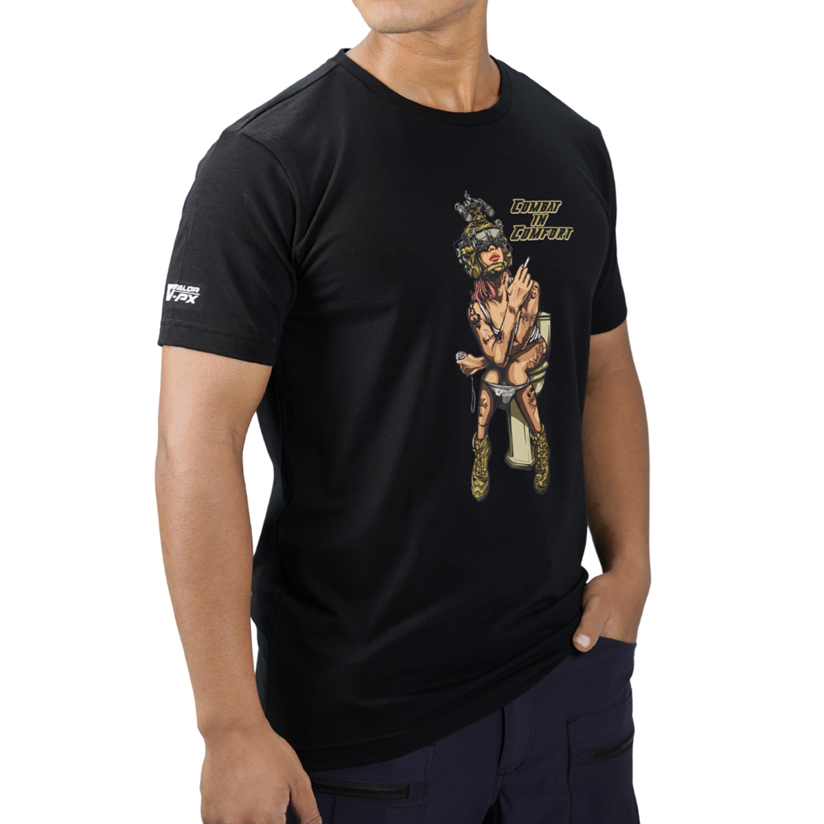 เสื้อยืดสกรีนลาย VALOR PX - Combat in Comfort T-Shirt เสื้อใส่เที่ยว ลายกราฟิก