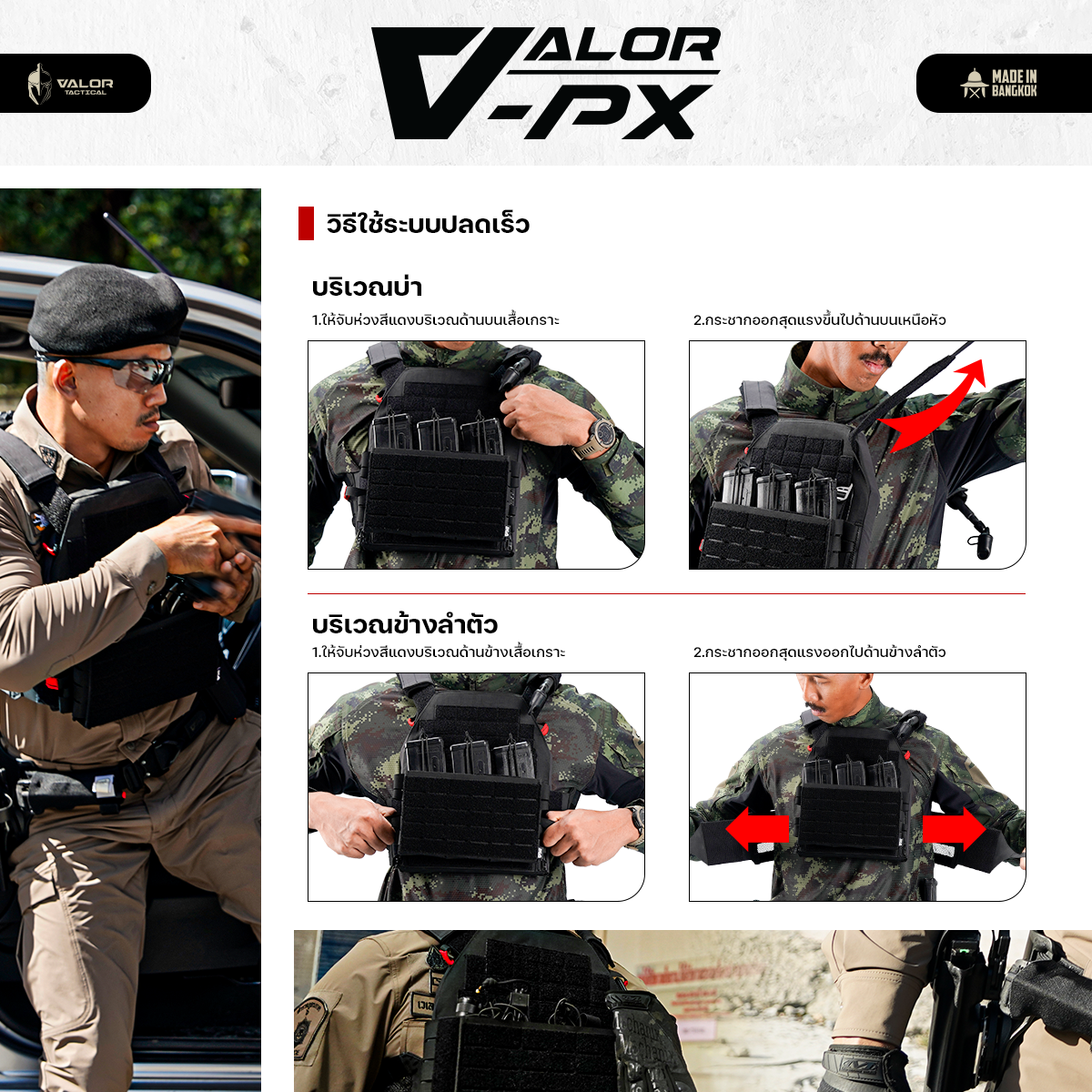 เสื้อเกราะ ครบชุด VALOR PX - Velox Plate carrier Full Set 3 PCS