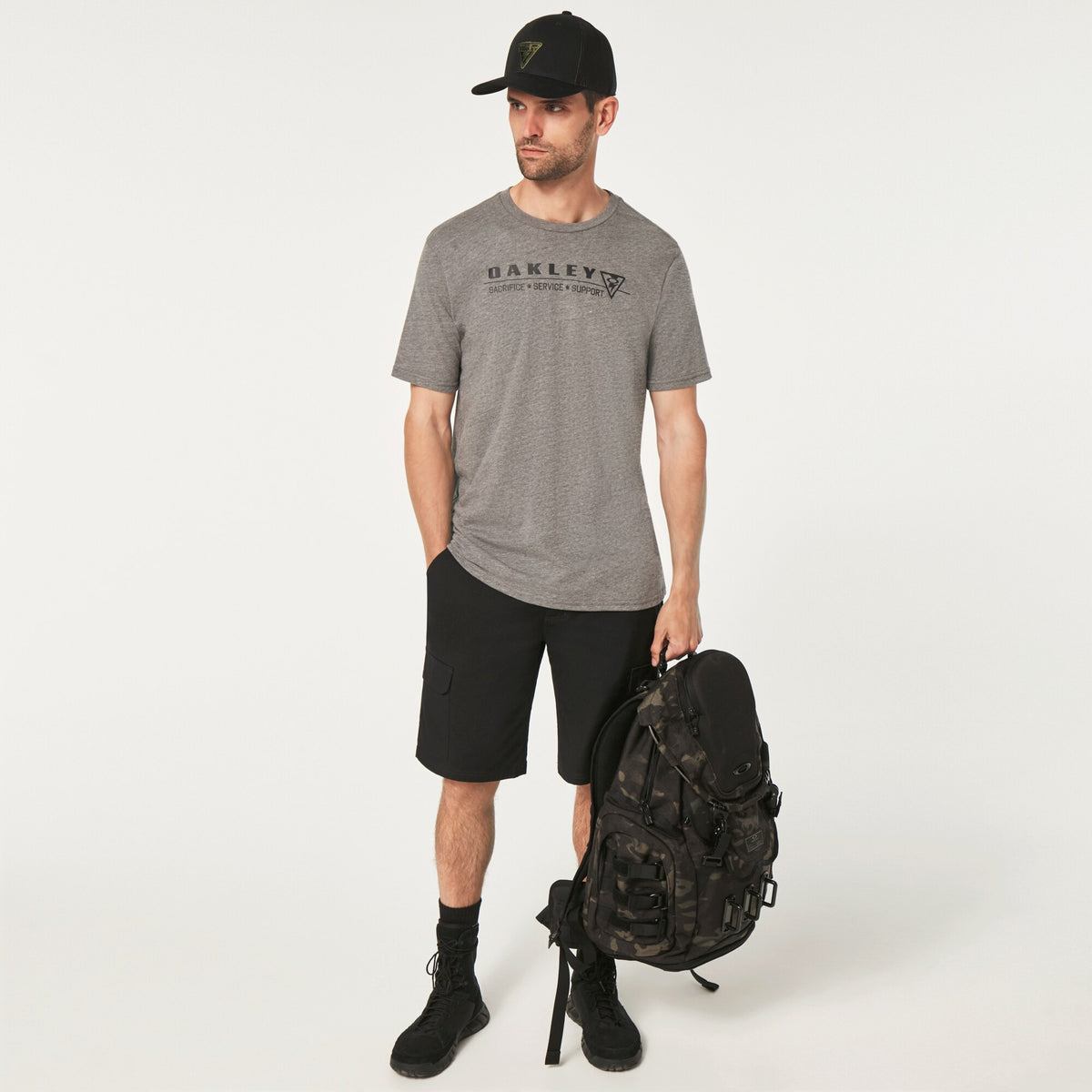 เสื้อ OAKLEY SI SI Pillars Tee Athletic Heather Grey เสื้อสีเทา เสื้อยืดทรงเท่ดูดี
