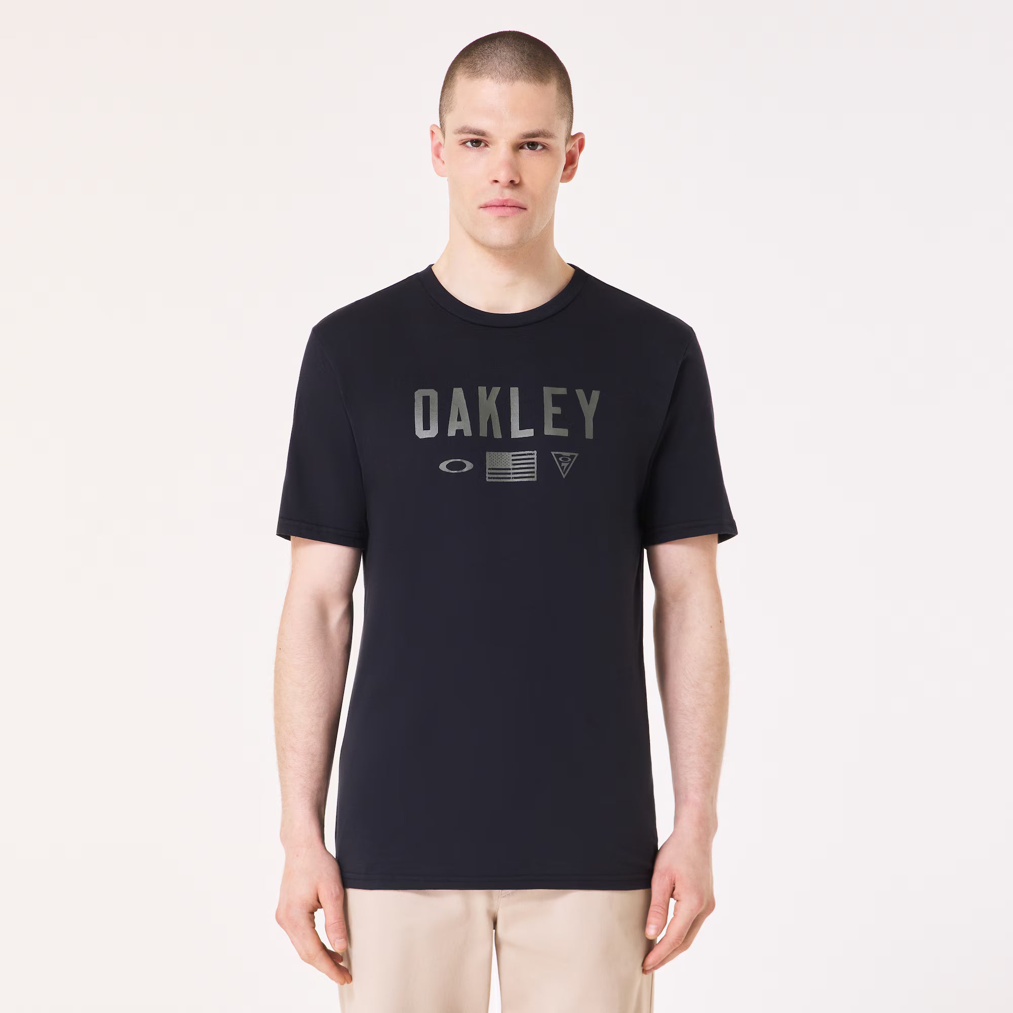Oakley SI Shadow Flag เสื้อสีดำ พิมพ์ลาย หน้าเสื้อ Oakley