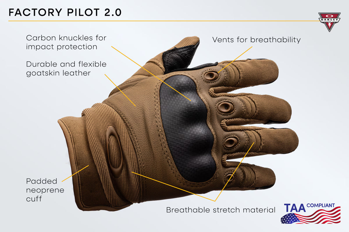 ถุงมือมาตรฐานยุทธวิธี ถุงมือหนังแพะ OAKLEY SI - Factory Pilot 2.0 Glove