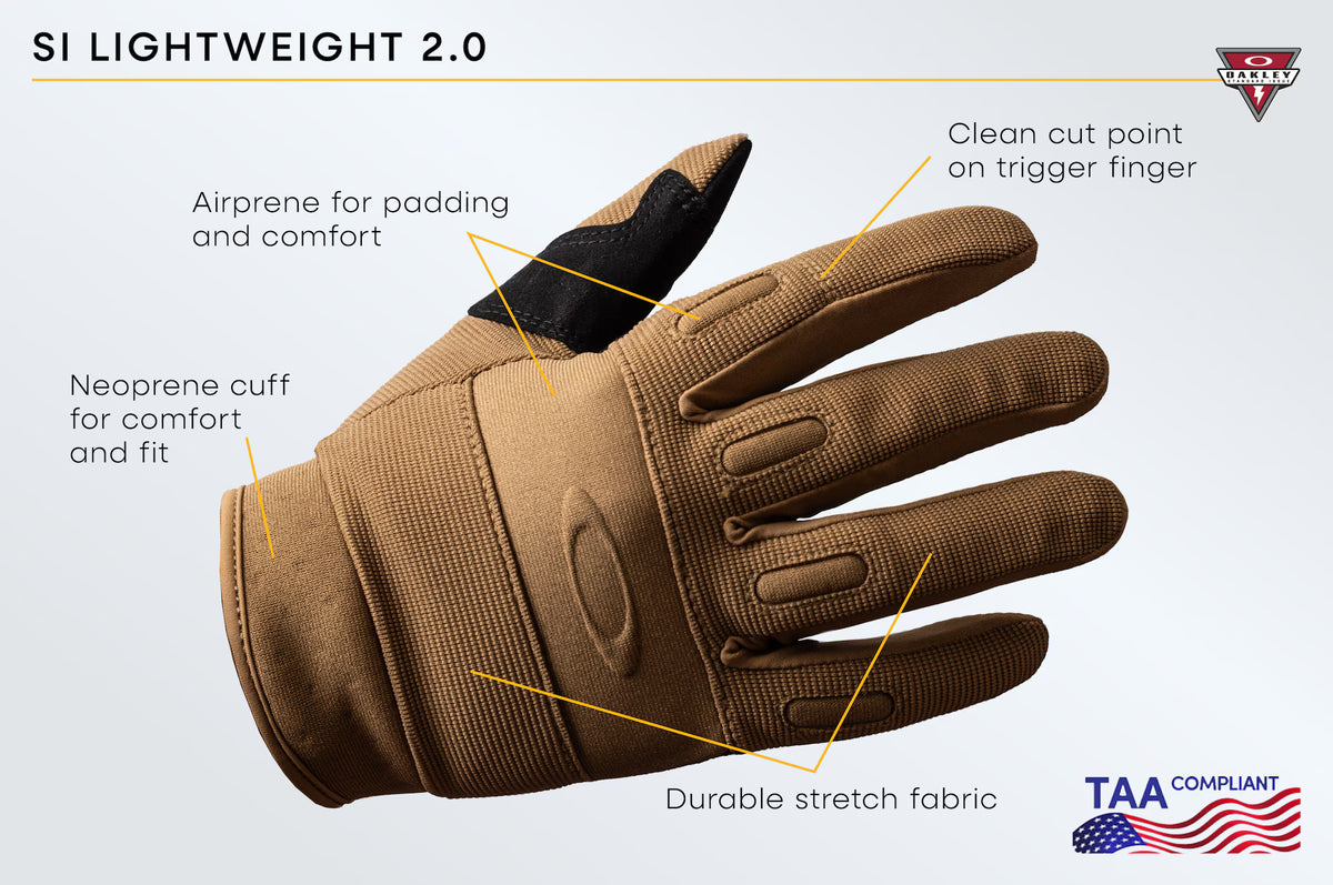 ถุงมือยุทธวิธีมาตรฐาน ทหารป้องกันมือได้ดี OAKLEY SI รุ่น SI Lightweight 2.0 Glove