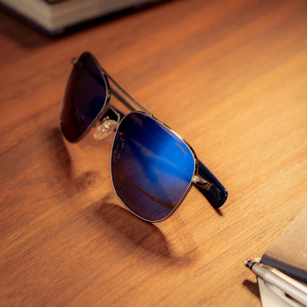 แว่นตา Randolph - Aviator Gunmetal & Atlantic Blue เลนส์ แว่นสีฟ้า