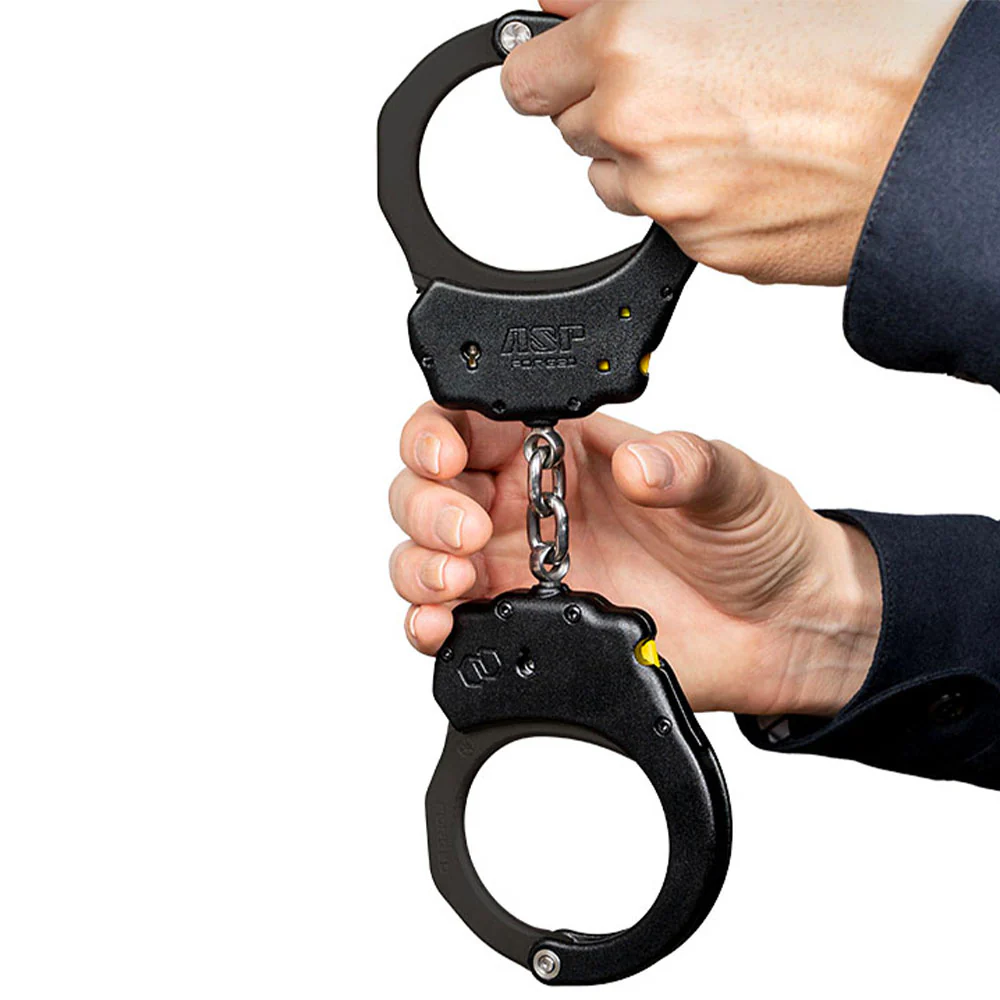 ASP Chain Ultra PLUS Handcuffs (Aluminum) - Black, 1 Pawl (Yellow Tactical)