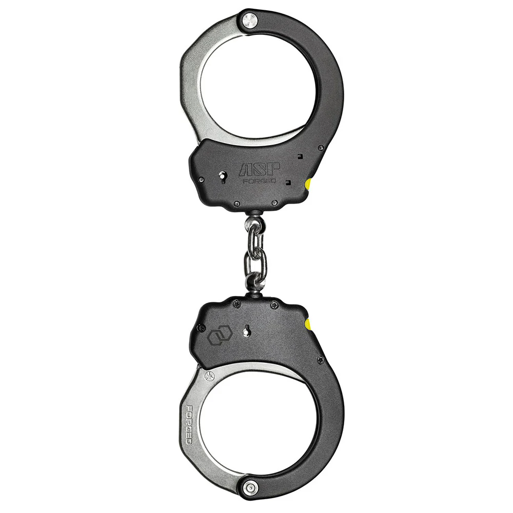 ASP Chain Ultra PLUS Handcuffs (Steel) - Black, 1 Pawl (Yellow Tactical)