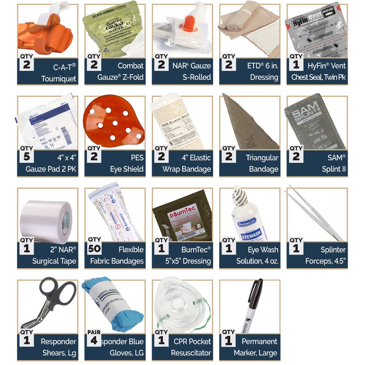 North American Rescue Range Trauma Aid Kit With Hard Case