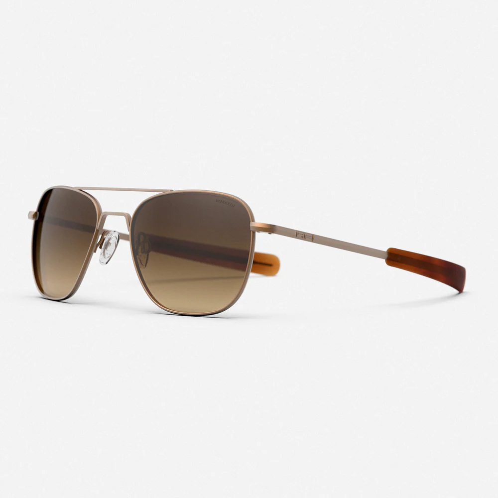 Randolph รุ่น Aviator 22k Satin Chocolate Gold & Cape Sand แว่นตามาตรฐาน