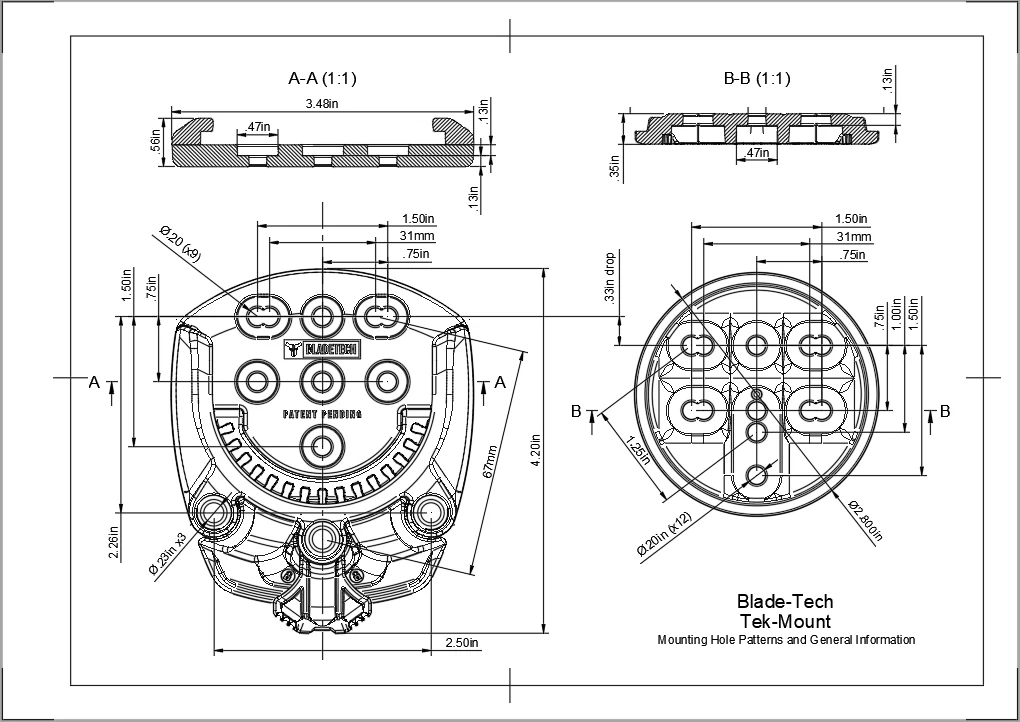 Bladetech - Tek-Mount 360 Insert Disk With Hardware