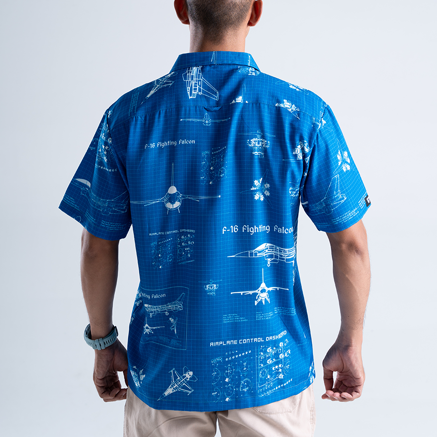 เสื้อฮาวาย VALOR PX - Blueprint F-16 Hawaii Shirts