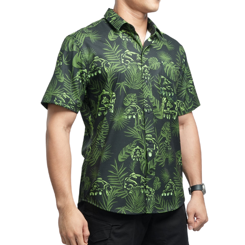 เสื้อพรางแฟชั่น สีเขียว ลายใบไม้