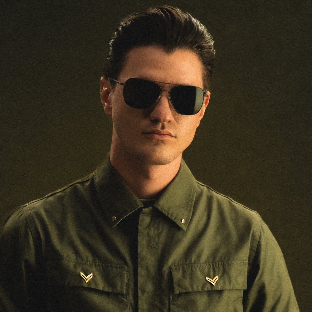 แว่นตา ที่นักบินเลือกใช้ แว่น Randolph - Aviator Military Olive & American Gray